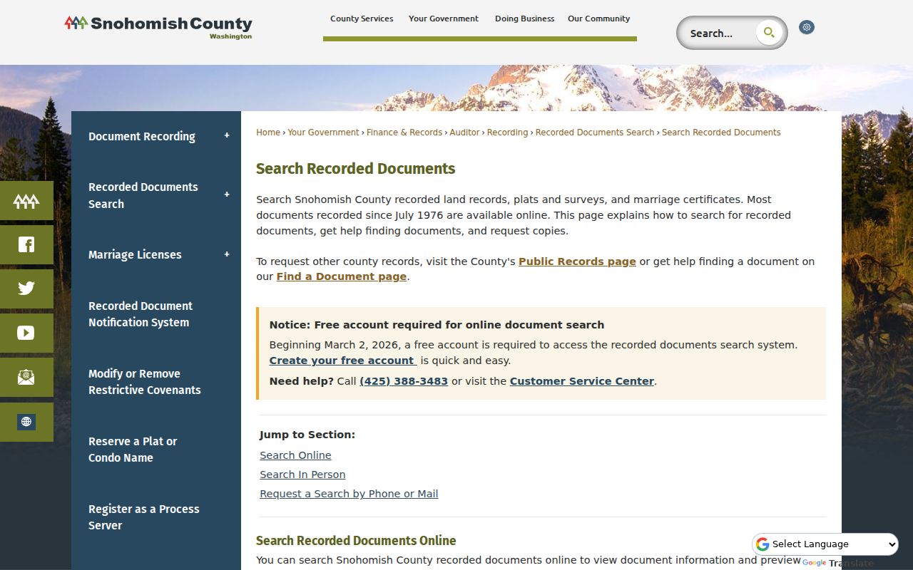 Lake Stevens residents directory recorded document categories